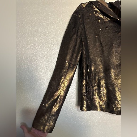 FREE PEOPLE BRONZE SEQUIN HOODIE JACKET - Picture 4 of 6